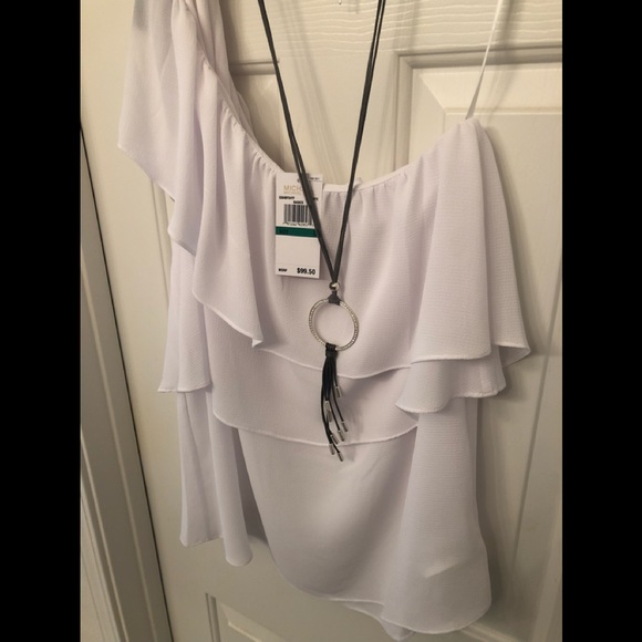 Women’s Michael Kors White One Shoulder Blouse - Picture 2 of 3